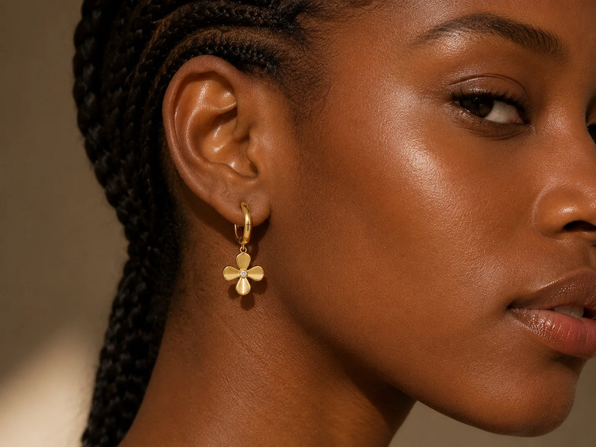Earring #2 Stainless Steel Diamond-encrusted Round Hoop Earrings