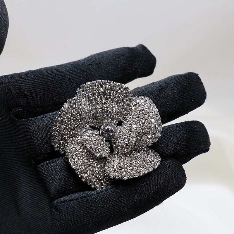 Silver Diamond Flower Earrings Alloy Diamond Flower Earrings