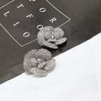 Silver Diamond Flower Earrings Alloy Diamond Flower Earrings