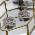 Silver Diamond Flower Earrings Alloy Diamond Flower Earrings