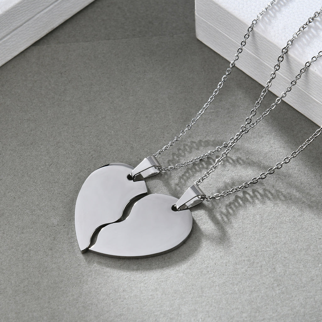 Set Titanium Steel Heart Necklace