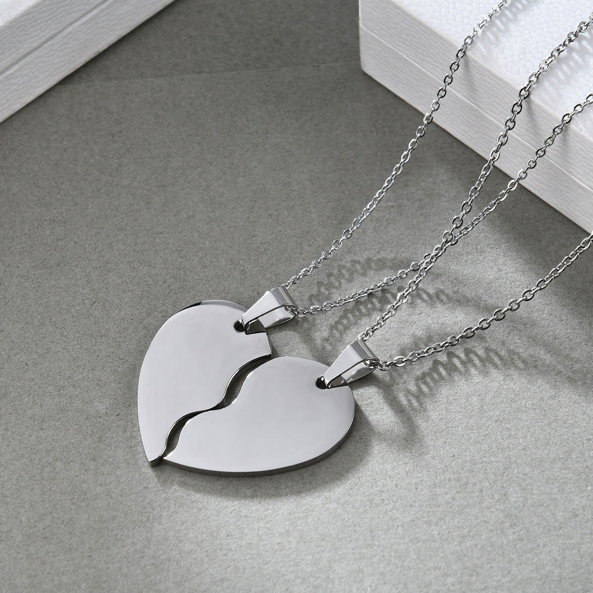 Set Titanium Steel Heart Necklace