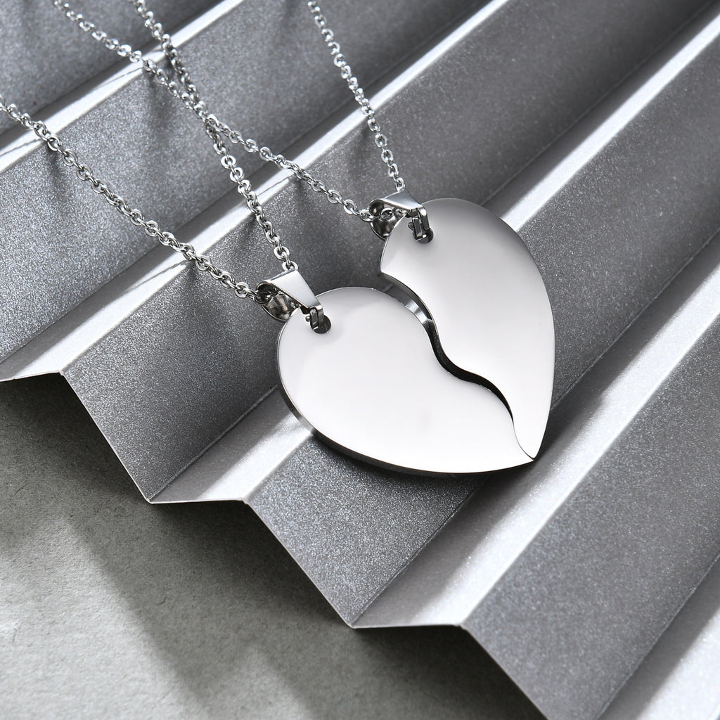 Set Titanium Steel Heart Necklace