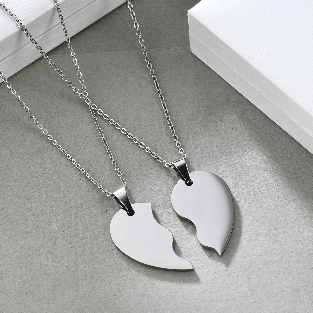 Set Titanium Steel Heart Necklace