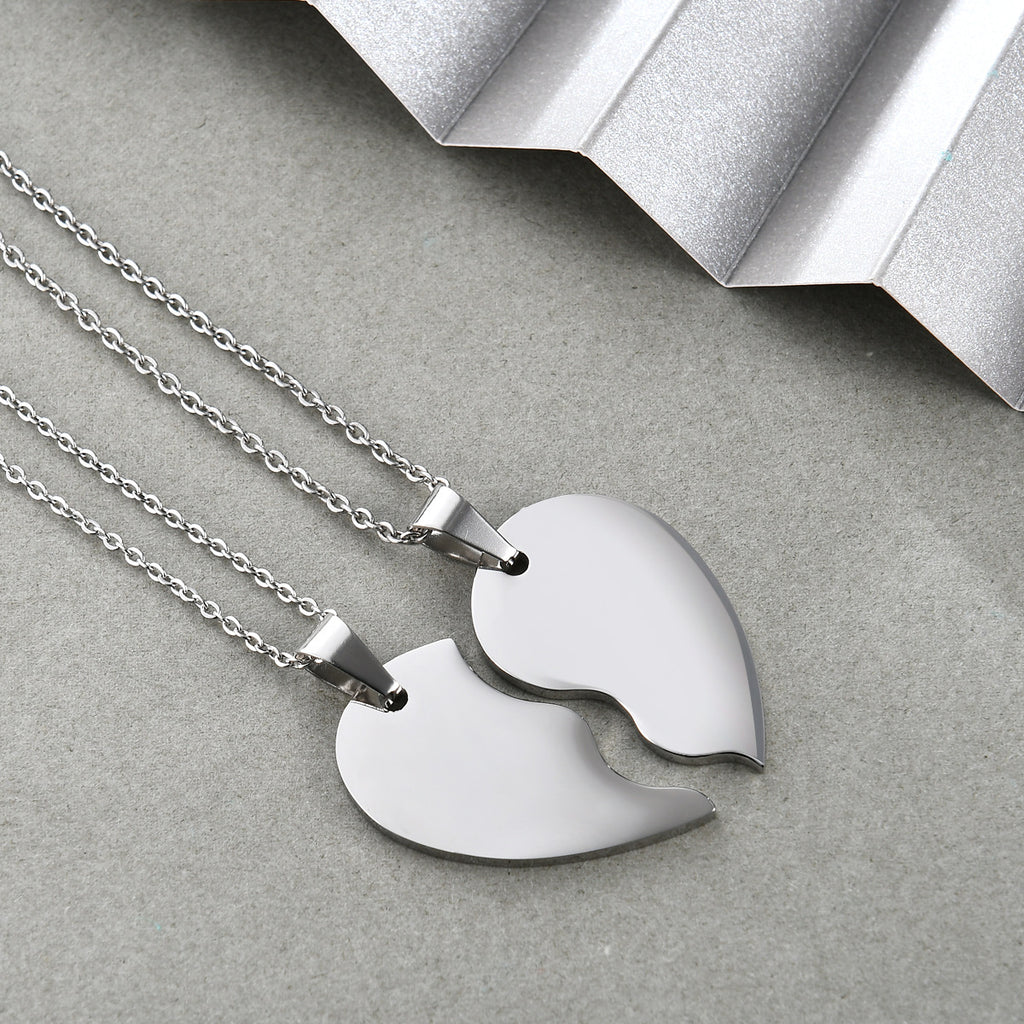 Set Titanium Steel Heart Necklace