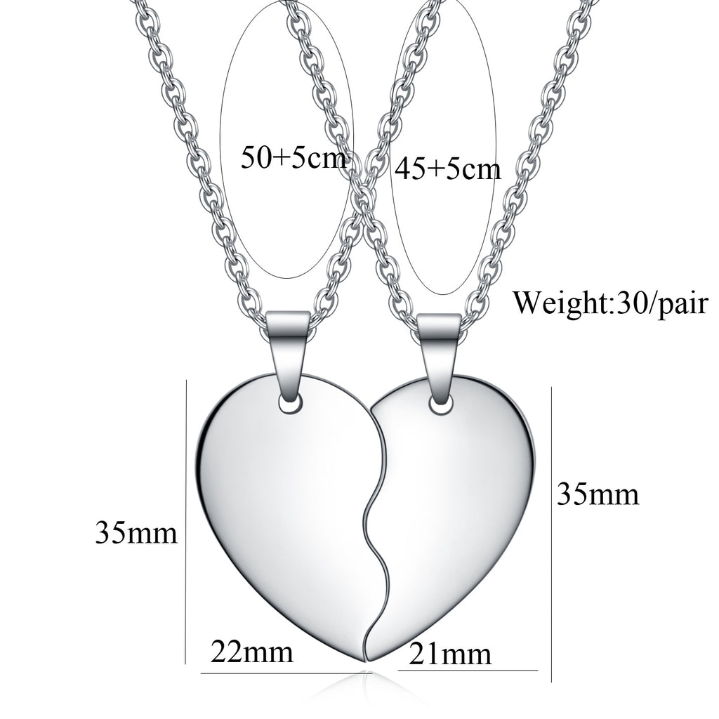 Set Titanium Steel Heart Necklace