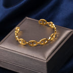 Fashion 61# Titanium Steel Bracelet Steel Color Titanium Steel Geometric Hollow Pig Nose Open Bracelet