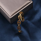 Fashion 61# Titanium Steel Bracelet Steel Color Titanium Steel Geometric Hollow Pig Nose Open Bracelet