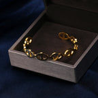 Fashion 61# Titanium Steel Bracelet Steel Color Titanium Steel Geometric Hollow Pig Nose Open Bracelet