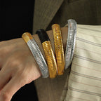 Fashion Gold Width 1.2cm (rim 6cm) Titanium Steel Elastic Snake Bone Bracelet