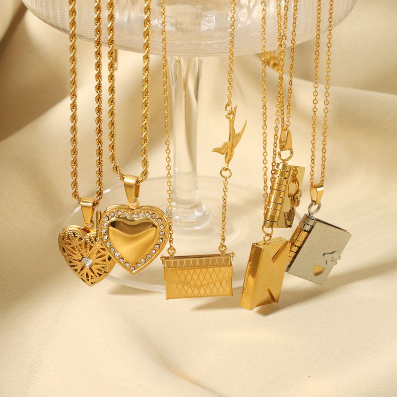 Fashion 3# Stainless Steel Diamond Love Necklace