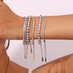 Fashion 5mm Zircon Chain Bracelet-gold Stainless Steel Gold Plated Zirconium Chain Bracelet