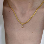 Fashion Z3mm Snake Bone Chain 40cm Stainless Steel Diamond 26 Letter Snake Bone Chain Necklace