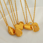 Fashion Square Titanium Steel Diamond Square Necklace