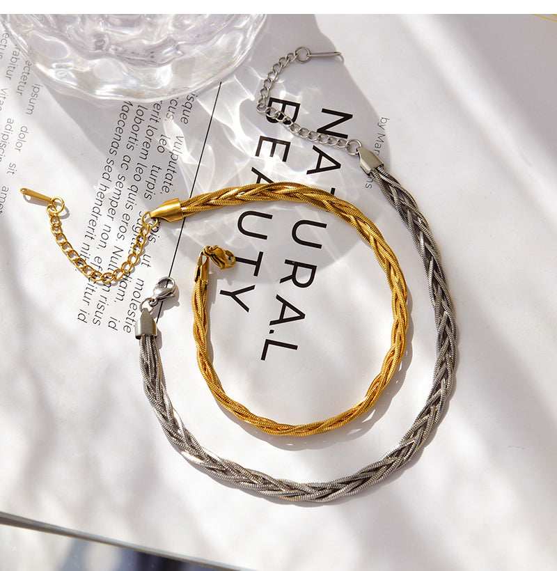Fashion Silver Titanium Steel Twist Chain Anklet