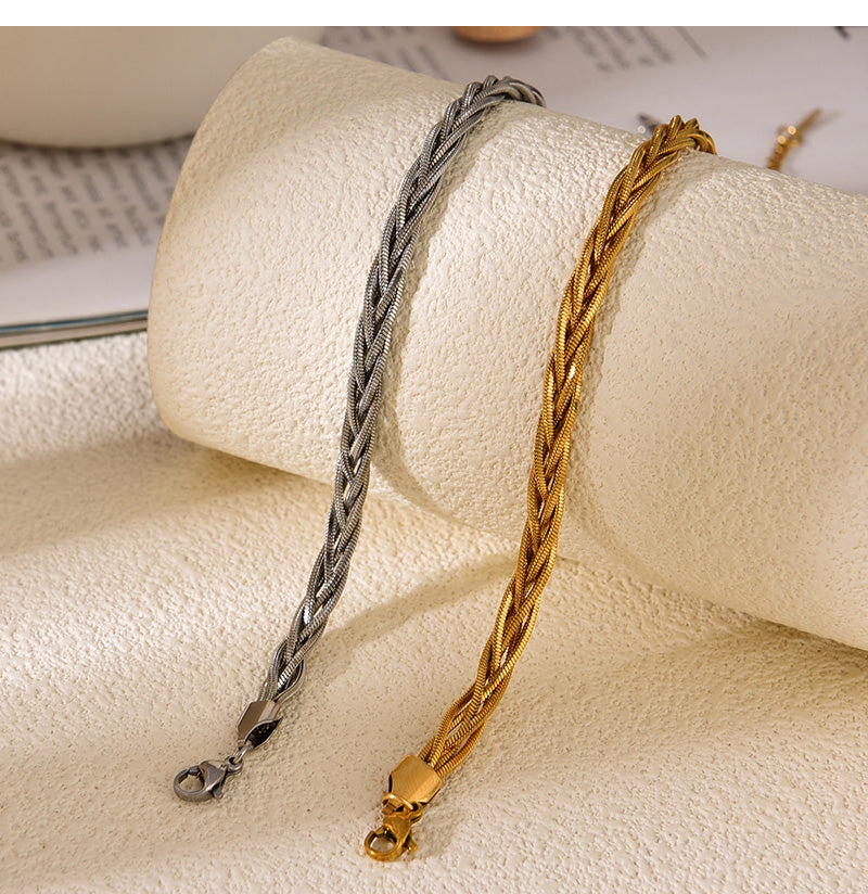 Fashion Silver Titanium Steel Twist Chain Anklet