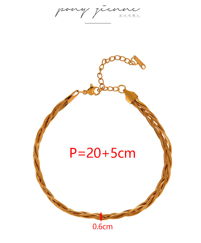 Fashion Silver Titanium Steel Twist Chain Anklet