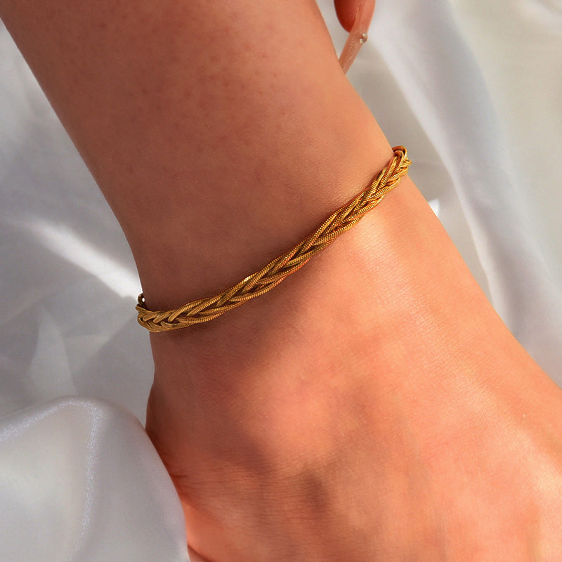 Fashion Silver Titanium Steel Twist Chain Anklet