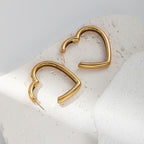 Fashion Gold Heart-shaped Titanium Steel Earrings