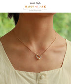 Fashion Silver Titanium Steel Inlaid Zirconium Heart Pendant Necklace