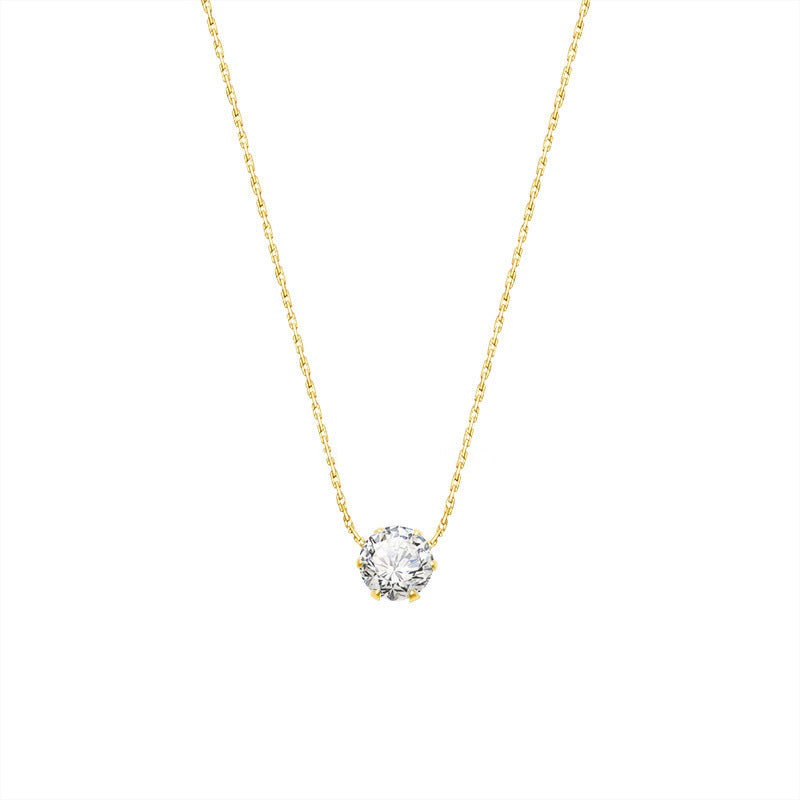 Fashion Silver Titanium Steel Round Necklace With Diamonds