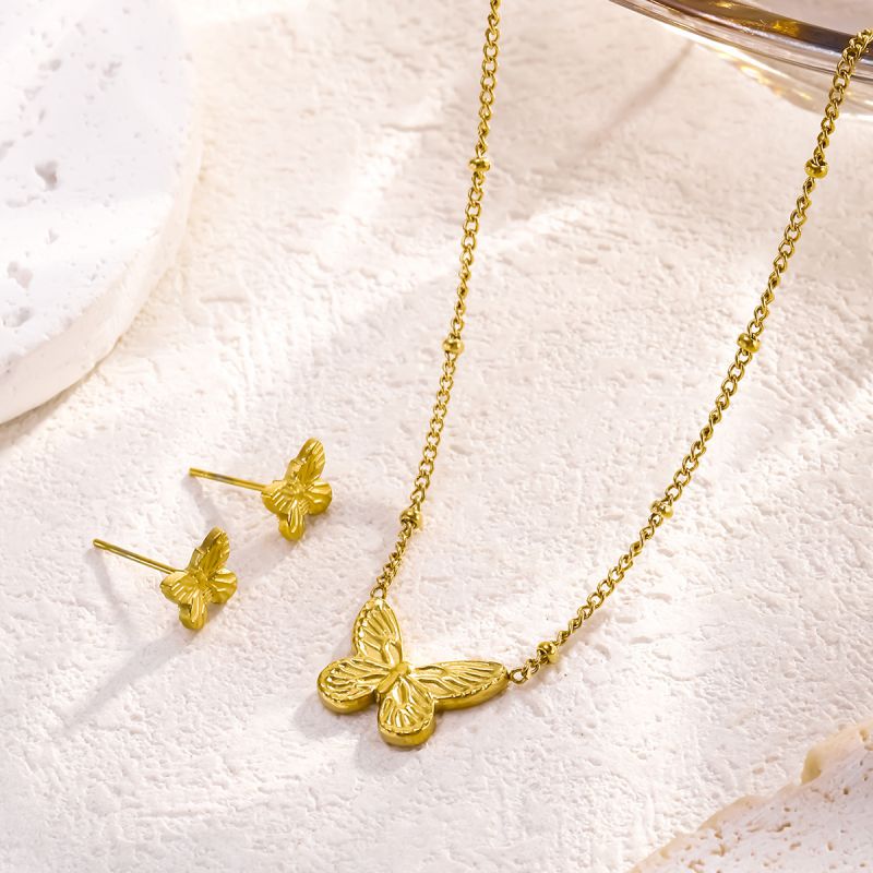 Fashion Butterfly Earrings Titanium Steel Embossed Butterfly Earrings