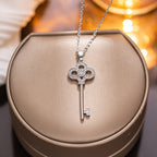 Fashion 61# Titanium Steel Key Necklace With Diamonds