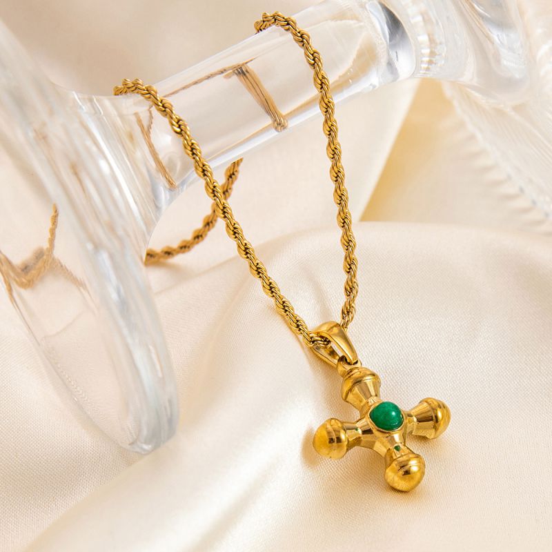 Gold Stainless Steel Cross Necklace