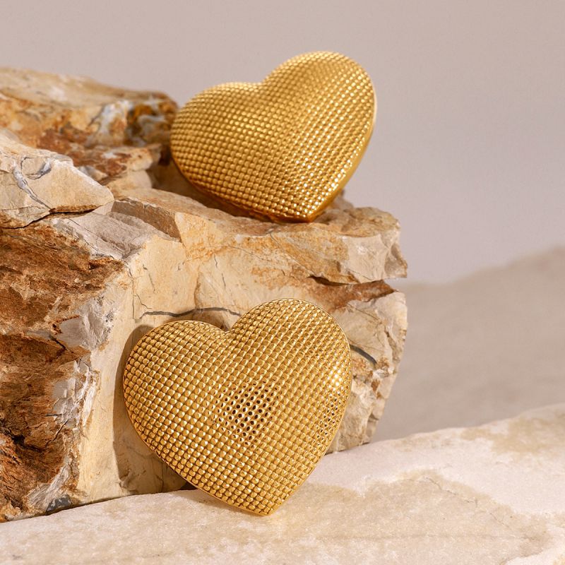 Gold Stainless Steel Heart Earrings