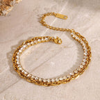 Gold Stainless Steel Diamond Claw Chain Bracelet