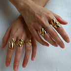 Gold 5 Titanium Steel Irregular Open Ring
