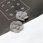 Silver Diamond Flower Earrings Alloy Diamond Flower Earrings