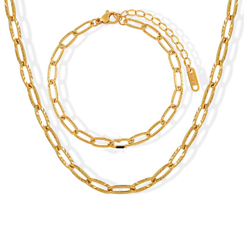 Gold Bracelet Titanium Steel Chain Necklace