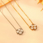 Gold Necklace Titanium Steel Diamond Petal Necklace