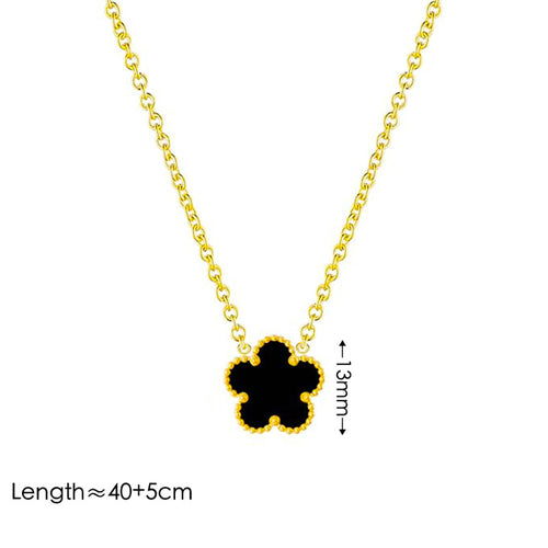 Black+necklace Stainless Steel Flower Necklace