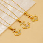 Anchor 3 Stainless Steel Diamond Anchor Necklace