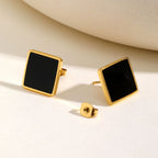 A Pair Stainless Steel Square Earrings