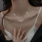 Smiling Pearl Necklace Gold Stainless Steel Pearl Beaded Necklace
