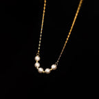 Smiling Pearl Necklace Gold Stainless Steel Pearl Beaded Necklace