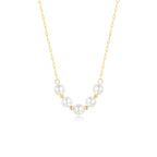 Smiling Pearl Necklace Gold Stainless Steel Pearl Beaded Necklace