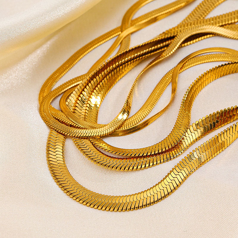 Steel 40+5cm-5mm Stainless Steel Snake Bone Chain Necklace