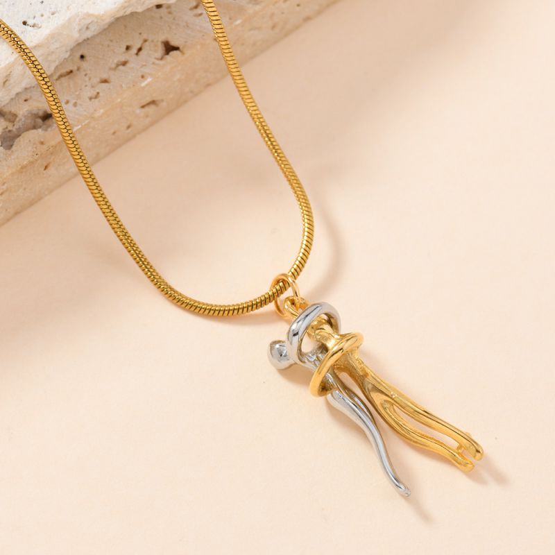 Dz563 - Gold (small) Titanium Steel Two-tone Hugging Necklace