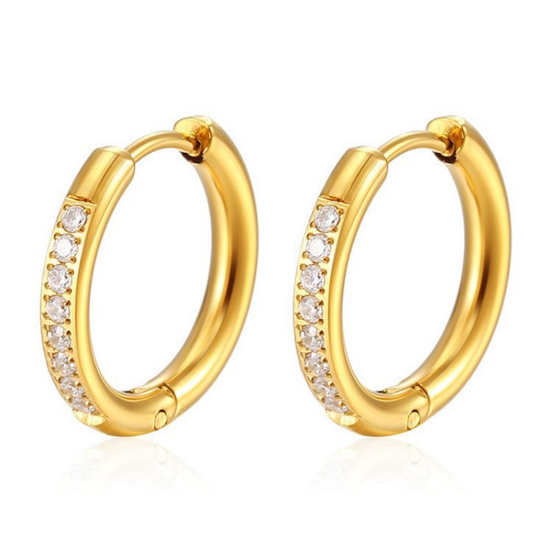 Earrings 2# Stainless Steel Diamond-studded Oval Heart Bow Drop-shaped Geometric Earrings