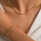 Silver Stainless Steel Twist Necklace Bracelet Set