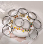 Silver 3 Zirconium-inlaid Oil-drop Travel Square Module Bracelet