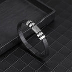 Black Men's Braided Leather Bracelet