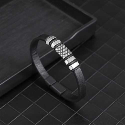Black Men's Braided Leather Bracelet