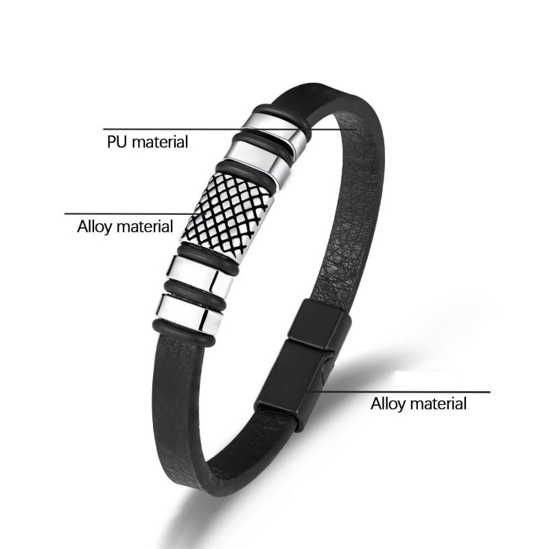 Black Men's Braided Leather Bracelet