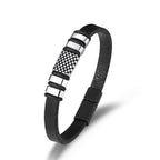 Black Men's Braided Leather Bracelet