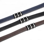 Brown Stainless Steel Leather Men's Bracelet